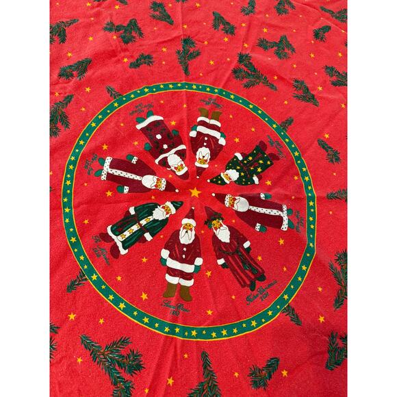 Vintage Father Christmas Santa Claus Round Tablecloth Red - Picture 4 of 4